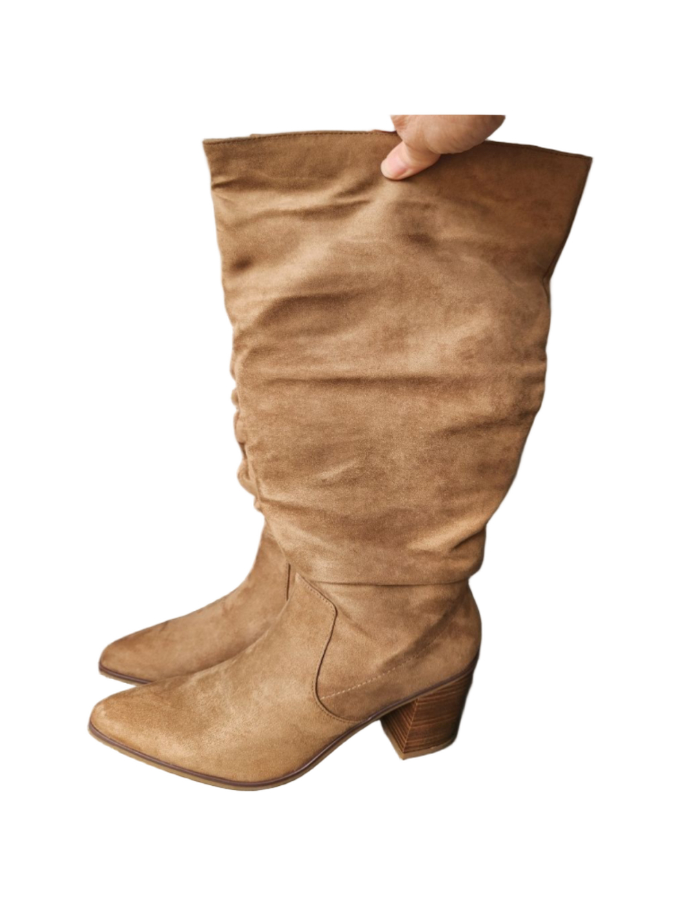Universal Thread Junie Heeled Boots Size 7 wide calf Tan